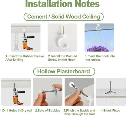 4pcs Ceiling Hooks for Hanging Plants,Hanging Lights Metal Small Hooks,Indoor Outdoor Wall Heavy Duty Plant Hanger Swag Hook