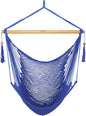 JoyView Hammock Chair with Spreader Bar Caribbean Hammock Swing Chair 300 LBS Weight Capacity XL Rope Hanging Chair for Outdoor Indoor Garden Yard - Blue
