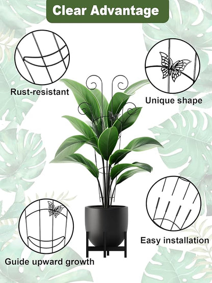 Metal Butterfly Trellis for Climbing Plants Indoor, 4 Pack 30 Inch Taller Garden Trellis for Potted Plants, Monstera Plant Support Stakes for Ivy Pothos Hoya Flower Outdoor (Black)
