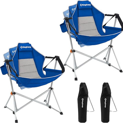 KingCamp Hammock Camping Chair, Swinging Portable Folding Camp Chairs for Adults Max 400lbs Heavy Duty Foldable Oversized Rocker with Aluminum Alloy Frame Cup Holder for Outdoor Beach Patio Sport