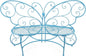 Alpine Corporation BAZ400BL Indoor Outdoor Metal Butterfly Shaped Garden Bench, 62" Long, Blue