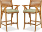 Best Choice Products Set of 2 Outdoor Acacia Wood Bar Stools Bar Chairs for Patio, Pool, Garden w/Weather-Resistant Cushions - Sage