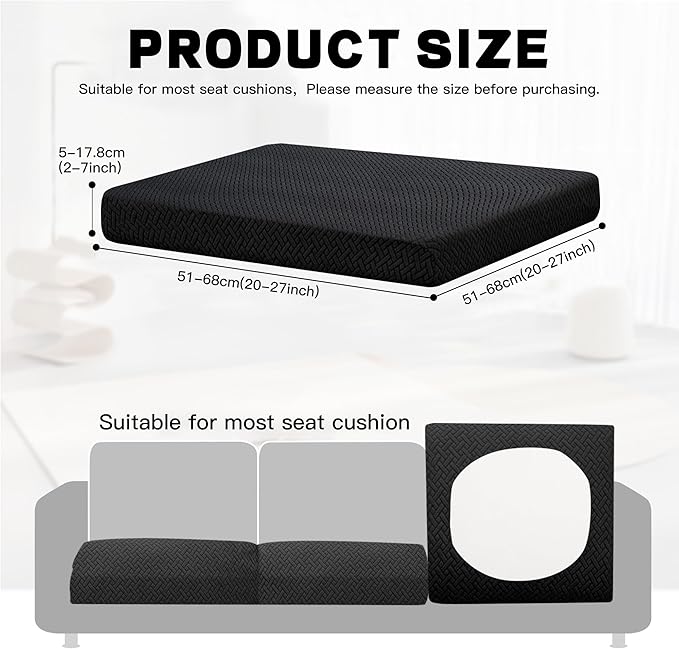 Cushion Covers, 8-Pack Black Outdoor Slipcovers, Water-Repellent Fabric