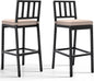 YITAHOME Outdoor Bar Stools Set of 2, Cushioned Metal Outdoor Bar Stools w/Vertical Stripe Back, All-Weather Patio Bar Stools for Balcony Backyard Porch Poolside