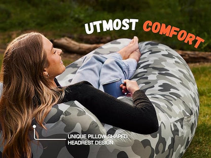 WEKAPO Inflatable Couch Air Lounger Chair - Camping & Beach Accessories, Portable Blow up Sofa for Hiking, Lawn, Indoor/Outdoor Movies & Music Festivals. Lightweight and Easy to Set Up Air Hammock
