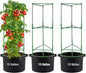 ANPHSIN 3 Sets Tomato Cages with 15 Gallon Grow Bags - 48" Stable Plant Garden Planter, Flowers Vegetable Trellis Pots for Tomato Vertical Climbing Plants Vines