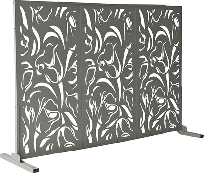 Oakland Living 6 ft. X 4 ft. Grey Freestanding Metal Privacy Screen Room Divider