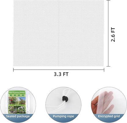Bird Netting for Garden Protection, CANAGROW 4 Pack Garden Plant Mesh Netting Covers Bags with Drawstring, Insect Bird Barrier Bug Netting for Fruit Blueberry Bushes Vegetable Flower (3.3x2.6FT)