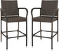 SUPER DEAL Upgraded Wicker Bar Stool Chairs Outdoor Backyard Rattan Chair w/Iron Frame, Armrest and Footrest (2)