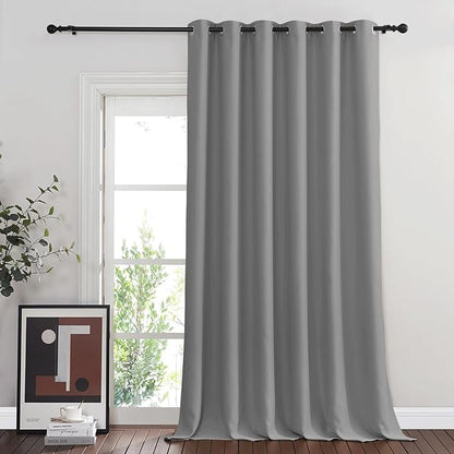 NICETOWN Room Divider Curtain 132 Inches Long, Wide Blackout Sliding Door Curtain for Bedroom, Room Darkening Privacy Window Curtain for Patio Door (1 Panel Set, Silver Grey, 80 x 132 Inch)