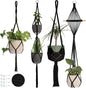Nook Theory 4-Pack Macrame Plant Hangers with 8 Hooks - Hanging Planters for Indoor Plants, Boho Macrame Hangers Indoor Outdoor, Decorative Plant Hanger Indoor (Black)