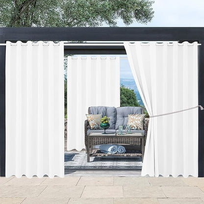 Water Proof Outside Curtains with Grommet Top for Porch, W84 x L95 Thermal Insulated Washable Light Block Outdoor Divider Drapes for Patio Gazebo Deck Pool Area Pergola Cabana (2 Panels)
