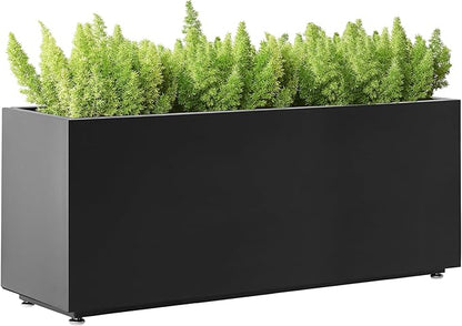 Outdoor Metal Planter Box 40Wx12Dx16H, Long Large Rectangular Trough Planters, Easy 5-Min Assembly, Modern Plant Container with Drainage Holes, Heavy Duty, Weather Resistant, Black