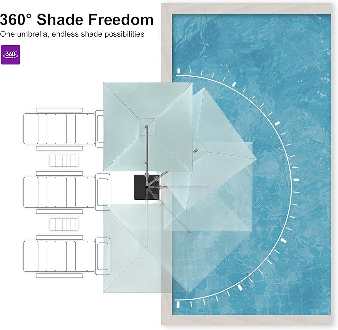 PURPLE LEAF 10 FT Outdoor Umbrella with Base Patio Cantilever Aluminum Umbrella with 3 Years Fade Resistance Recycled Fabric Offset Square with 360-degree Rotation for Deck Pool Garden, Mint Green