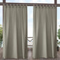 EXCLUSIVE HOME Cabana Solid Indoor/Outdoor Light Filtering Hook-and-Loop Tab Top Curtain Panel Pair, 54"x120", Taupe