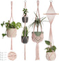 Nook Theory 4-Pack Macrame Plant Hangers with 8 Hooks - Hanging Planters for Indoor Plants, Boho Macrame Hangers Indoor Outdoor, Decorative Plant Hanger Indoor (Pearl)