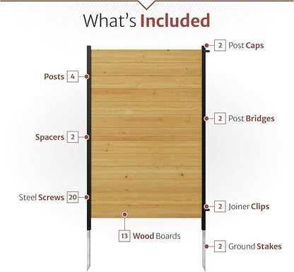 5ft H x 3.2ft W (1 Panel) No Dig Enclo Fairmont Cedar Wood Privacy Screen, Great to Hide Trash Cans, Decorative Patio Privacy Screen, Outdoor Privacy Fence Panel, Air Conditioner Fence, EC18043