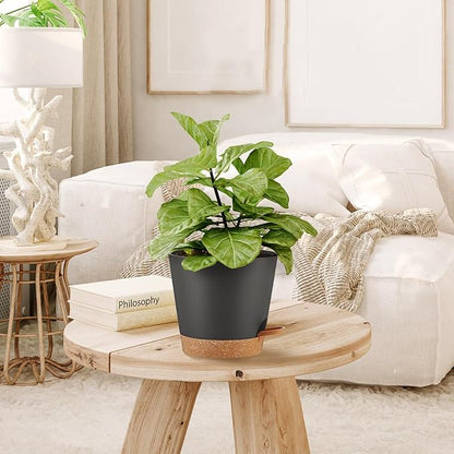 Self Watering Planters Plant Pots Indoor Flower Planting PotsP For Houseplants, African Violet, Flowers, Succulent,Cactus Outdoor Plant Pots with Drainage Holes Black Pots Gift Idea For Lazy people