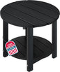 LZRS Round Adirondack Side Table Double End Table, Outdoor Side Tables for Patio, Backyard,Pool, Indoor Companion, Easy Maintenance & Weather Resistant(Black)