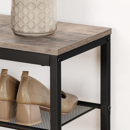 HOOBRO Shoe Bench, 3-Tier Shoe Rack, Industrial Shoe Organizer Storage Bench, 19.7 inches Entry Bench with Mesh Shelves, for Entryway, Living Room, Hallway, Easy Assembly, Greige BG50HX01