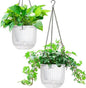Melphoe 2 Pack Self Watering Hanging Planters Indoor Flower Pots, 6.5 Inch Outdoor Hanging Plant Pot Basket, Plant Hanger with 3Hooks Drainage Holes for Garden Home