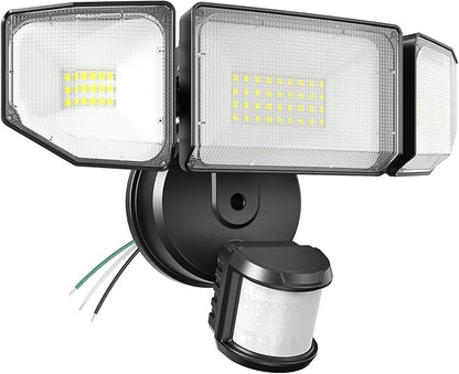 85W Motion Sensor Outdoor Light, 8500LM Ultra-Bright LED Security Light with 3 Adjustable Heads, IP65 Waterproof Dusk to Dawn Flood Light for Garage, Yard, and Driveway, 6500K Daylight, Black