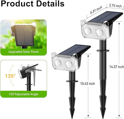 LETMY Solar Spot Lights Outdoor Waterproof with Bigger LED, 6 Pack 135°Adjustable Solar Lights Outdoor, 2-in-1 Wall Lights & 2 Modes Landscape Spotlights for Tree Yard Pathway Garden Decor(RGB Light)