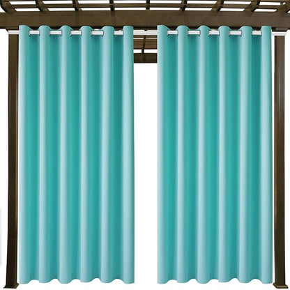 Waterproof Outdoor Curtain W84 x L120 - Grommet Top Sunlight Blocking Window Treatment Drapes Blackout Curtains for Home Bedroom Living Room Patio Pergola Cabana Gazebo (Teal Blue, 2 Panels)