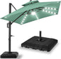 Best Choice Products 10x10ft Cantilever Patio Umbrella w/Base Included, Solar LED Lights 360 Rotation Large Offset Hanging Outdoor Shade for Deck Pool Backyard w/Stand – Seaglass