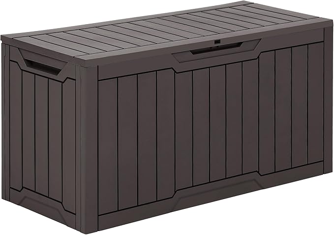 Deck Box 80 Gallon Resin Lockable Storage, Dark Brown