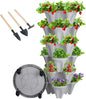 GameXcel Vertical Planter 6 Tier Stackable Planters Garden Planters Strawberry Herb Flower and Vegetable Planter Indoor Outdoor Gardening Pots with Removable Wheels and Tools