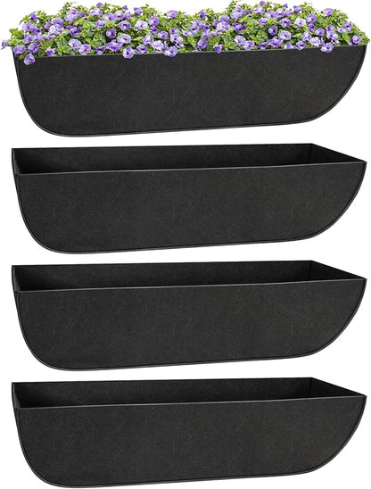 Riare 4 Pack 30 Inch Black Fabric Window Box Liners- Felt Square Trough Planter Basket Liners Replacement, Non-Woven Hanging Flower Plant Box Liner for Outdoor Plants Garden Fence- Avoid Birds Nesting