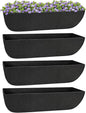 Riare 4 Pack 30 Inch Black Fabric Window Box Liners- Felt Square Trough Planter Basket Liners Replacement, Non-Woven Hanging Flower Plant Box Liner for Outdoor Plants Garden Fence- Avoid Birds Nesting