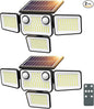 4500LM Solar Lights Outdoor Waterproof, 254 LED Solar Flood Lights Outdoor with 2 Motion Sensor, 4 Heads Security Light with Remote Control for Yard Outside House Garage 2 Pack