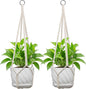 Macrame Plant Hanger, Fits 4-13 Inch Pots, Boho Hanging Plant Holder for Indoor Outdoor, 35 Inch, Set of 2, White (No Flowerpot)