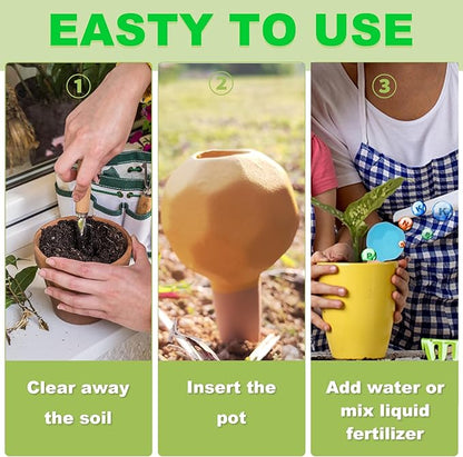 4-Pack Terracotta Self-Watering Spikes | Eco-Friendly Iron-Rich Clay Olla Irrigation System | Vacation Plant Sitter for Potted Flowers, Herbs, and Succulents