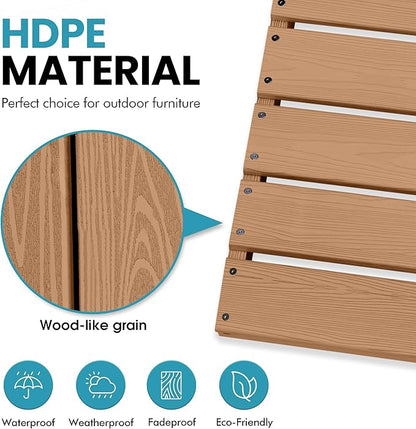 Ciokea 3 Pcs Outdoor Bar Height Table Set, 60" Extra Long Rectangle High Top Table and 2 Oversized Adirondack Chairs Set, Heavy-Duty All-Weather HDPE Patio Bar Set for Backyard Balcony Deck, Teak