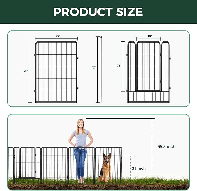 FXW Garden Fence Outdoor for The Yard – 40in x 36.4ft Heavy Duty Metal Animal - Image 5