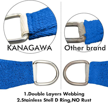 KANAGAWA Sun Shade Sail 7'x13' Blue Rectangle UV Block Canopy Awning Shelter Fabric Cloth Screen for Outdoor Patio Garden Backyard