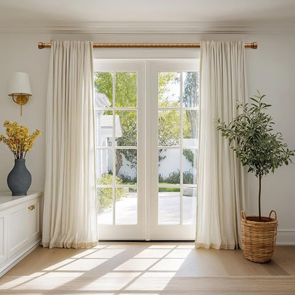Retro Gold Curtain Rods for Windows 28 to 48 Inches Adjustable Length Heavy Duty 1" Diameter Window Curtain Rod with Decorative Finials for Outdoor Bedroom Kitchen Living Room Farmhouse
