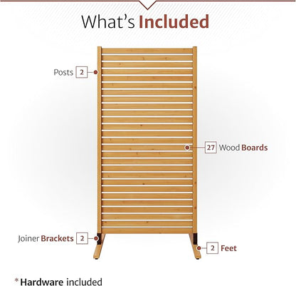 6.1ft H x 3ft W (1 Panel) Freestanding or Surface Mounted Enclo Tiaga Privacy Screen, Wood Fence Screen, Outdoor or Indoor Decorative Privacy Panel, Great for Balcony, Patio, Deck, AZ18030