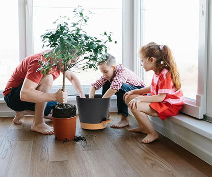 Plant Pots Self Watering Planters with Drainage Hole and Reservoir Large Flower Planting Pots for Indoor Outdoor Plants Plastic Succulent Pot Gift Idea 2 * 12Inch