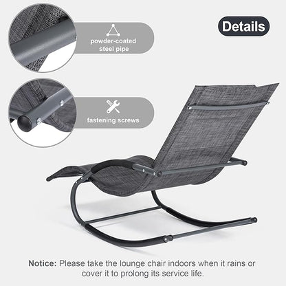 Outdoor Lounge Chairs with Removable Pillow, Pool Chaise Lounge Chairs Set of 2, Dark Grey