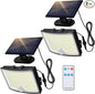 Adiding Solar Outdoor Lights, 202 LEDs Flood Lights with 16.4 ft Cable, Remote Control Solar Motion Sensor Outdoor Lights, 3 Modes Solar Powered Security Lights for Outside Patio, Yard, Garage, 2 Pack