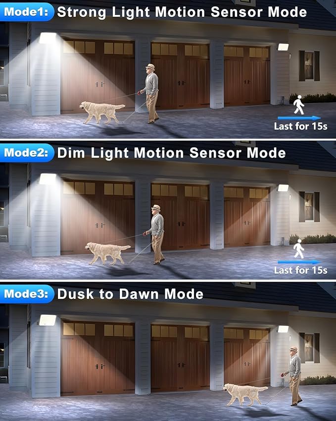 Solar Lights for Outside, 172LED 3Modes Split Motion Sensor Outdoor Lights with Remote Control, Solar Lights Outdoor Waterproof IP65, Outdoor Solar Lights for Yard,Patio,Garden,Garage, 2 Pack