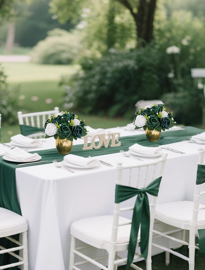 Artificial Flower Balls, Silk Rose Centerpieces in Green and Ivory