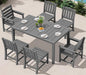 SERWALL 7-Piece Outdoor Dining Set, 60" - 83" Expandable Outdoor Dining Table and 6 HDPE Chairs, All Weather HDPE Outdoor Furniture Set for Backyard, Garden, Grey