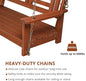Porch Swing, 44-Inch Acacia Wood Bench with Reclined Backrest, 600 lb Capacity