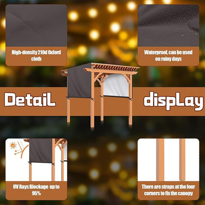 Universal Pergola Replacement Canopy Outdoor Canopy Shade Cover Waterproof Shade Top Cover for Outdoor Patio Porch Backyard(12 x 9 ft,Coffee)