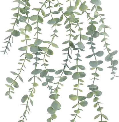 COCOBOO 2 Pcs Artificial Eucalyptus Plants Shelf Hanging Fake Plant in Pot for Wall Bedroom Home Patio Indoor Outdoor Decor